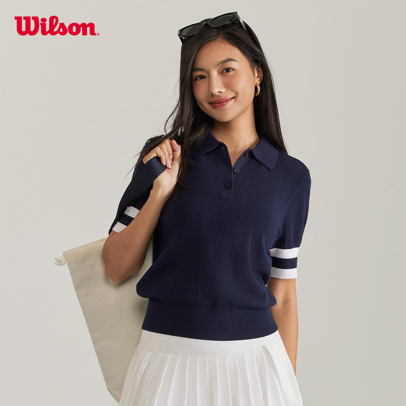 Wilson威尔胜官方夏季女士Essex百搭运动短袖POLO毛织网球T恤,淘宝优惠券,粉丝福利购,淘宝优惠卷