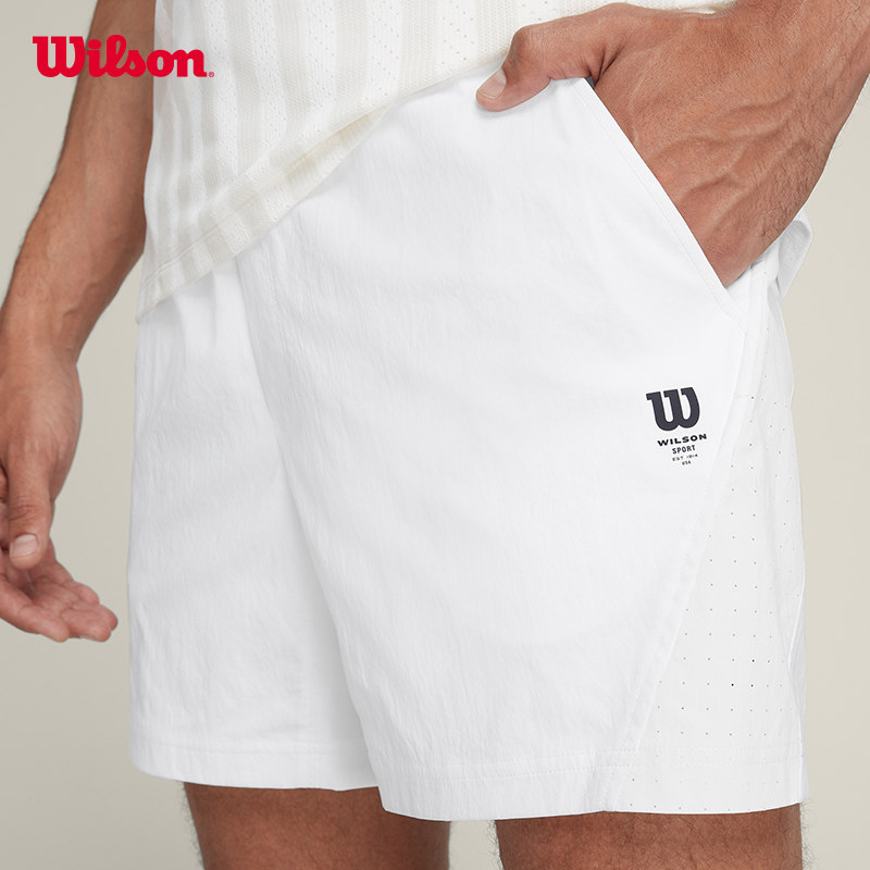 Wilson威尔胜官方夏季男士轻薄舒适百搭运动网球冲孔透气梭织短裤,淘宝优惠券,粉丝福利购,淘宝优惠卷