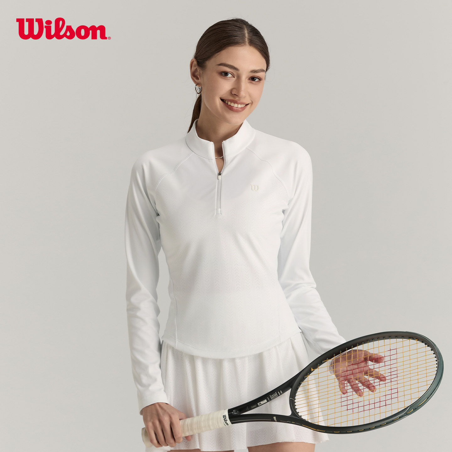 Wilson威尔胜官方春季女士修身运动冲孔透气网球运动针织长袖T恤,淘宝优惠券,粉丝福利购,淘宝优惠卷