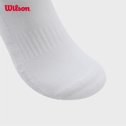 Wilson威尔胜男女通用百搭运动袜LOGO三双装罗纹缓震网球高腰袜子 - 图2