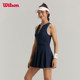 Wilson威尔胜官方夏季女士运动半拉链立领百褶紧身网球针织连衣裙