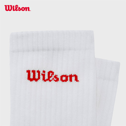 Wilson威尔胜男女通用百搭运动袜LOGO三双装罗纹缓震网球高腰袜子 - 图1