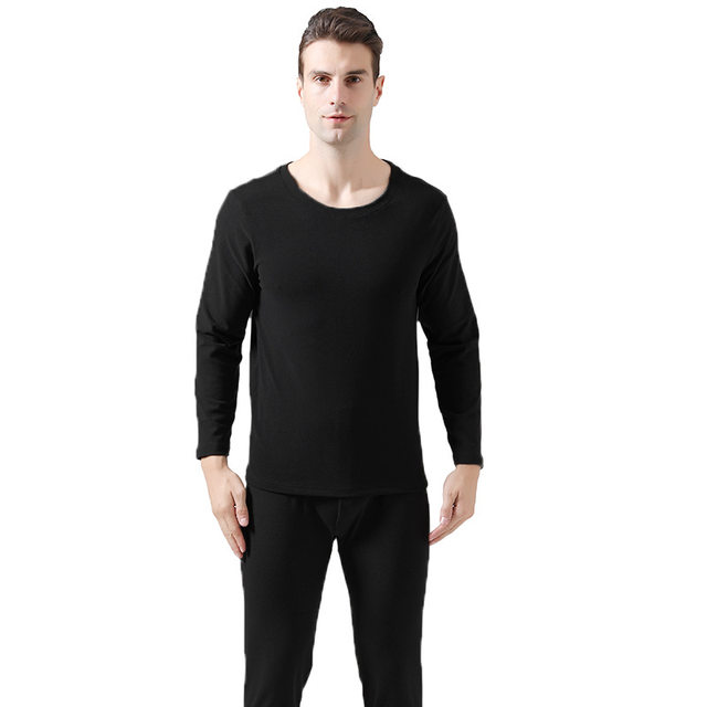 Men's double-sided German velvet expanded hyaluronic acid heating ultra-fine plus size plus size elastic thermal underwear set