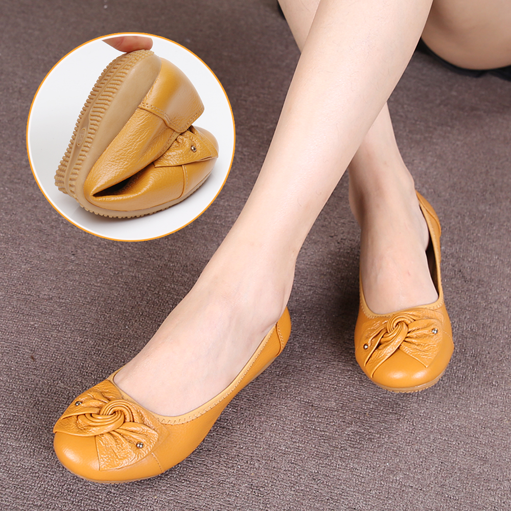 头层牛皮豆豆鞋女真皮浅口透气平底单鞋防滑牛筋底软底软面妈妈鞋,淘宝优惠券,粉丝福利购,淘宝优惠卷