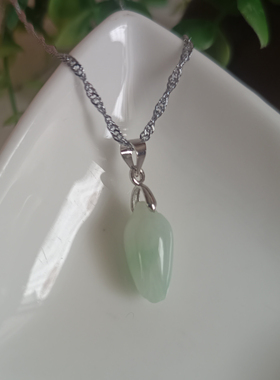 天然翡翠冰种飘翠玉兰花女款吊坠