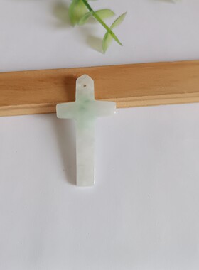 新品上架天然翡翠飘翠绿色十字架玉吊坠项链送手工挂坠绳绑好发货