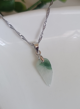 新品天然翡翠油青飘花金枝玉叶树叶玉吊坠项链女玉石挂件实物拍照