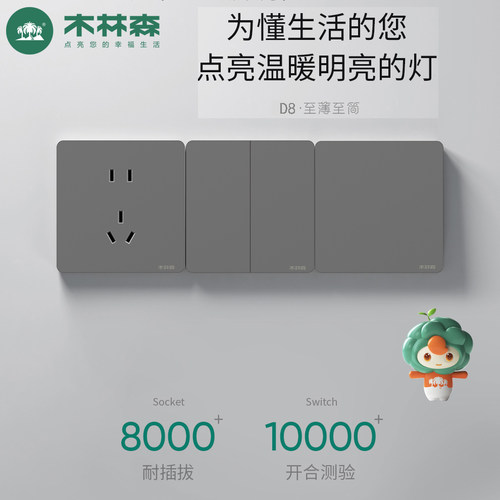 木林森开关插座面板幻影灰色大面板单联一开单开五孔插座大板包邮 - 图3