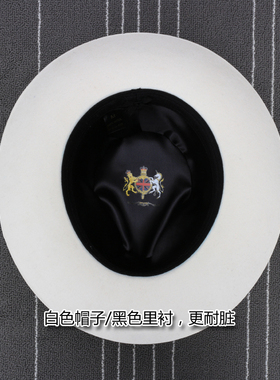 全羊毛许文强黑色蝴蝶结爵士礼帽