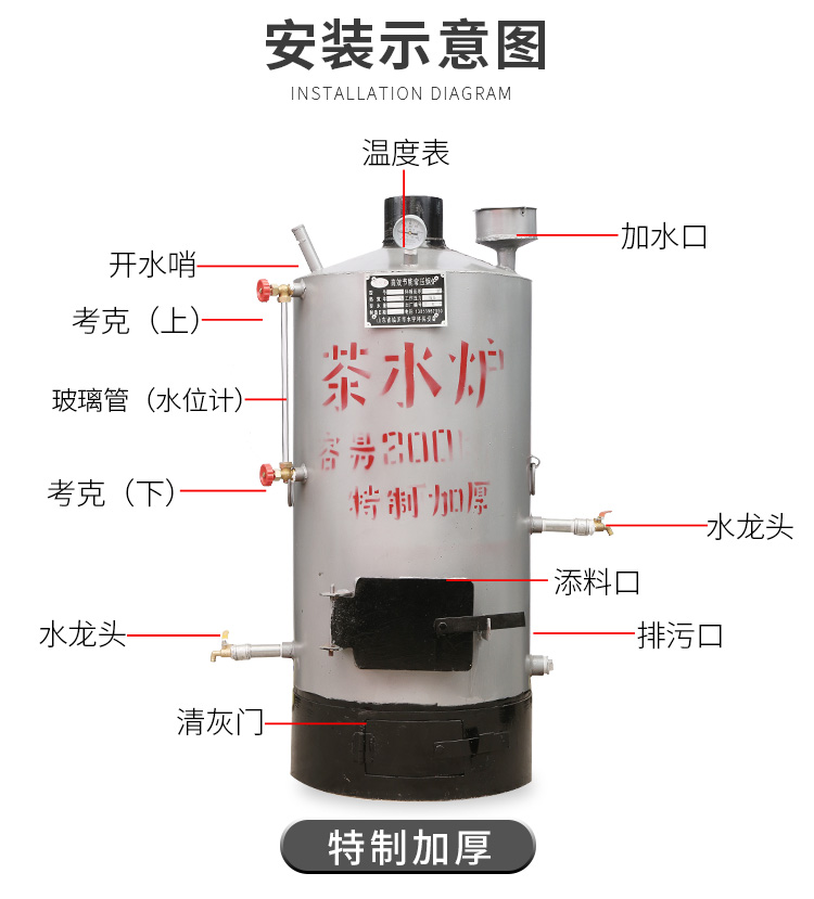 茶水炉烧柴家用小型燃煤小锅炉工厂学校工地食堂烧开水洗澡烧水炉 - 图2