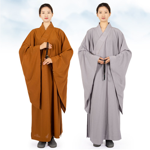 南尘法会用品牌黑黄色海青居士服男女款麻纱僧衣服台麻不透明海清 - 图1