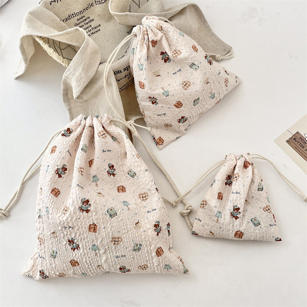 可爱压花卡通束口袋防尘便携整理多功能布袋抽绳化妆品,淘宝优惠券,粉丝福利购,淘宝优惠卷