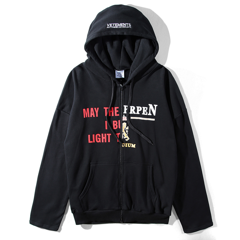 VETEMENTS HSTYLE黄子韬同款黑色连帽卫衣宽松oversize外套上衣-图3