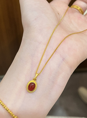 小红书新款红宝项链2024爆款高颜值设计轻奢小众小巧个性百搭饰品