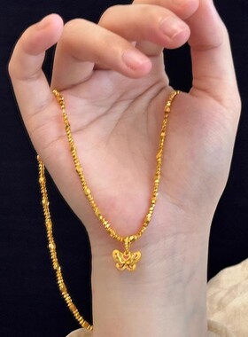 小红书同款蹦迪珠蝴蝶项链女精致时尚五彩斑斓的蝴蝶项链吊坠颈链