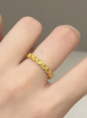 小红书同款在逃公主蝴蝶结戒指轻奢古法金工艺指环一件代发