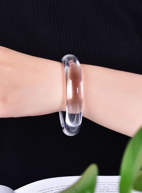 正宗东海透明冰种白水晶手镯本土手镯女款高冰爆款时尚百搭