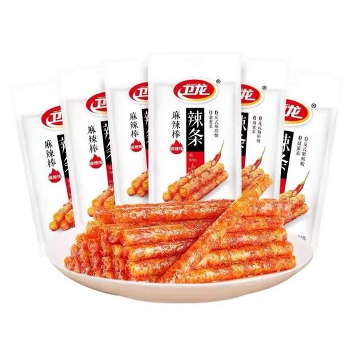 卫龙辣条大面筋麻辣棒小辣棒大包装魔芋爽辣片麻辣休闲食品小吃 - 图0
