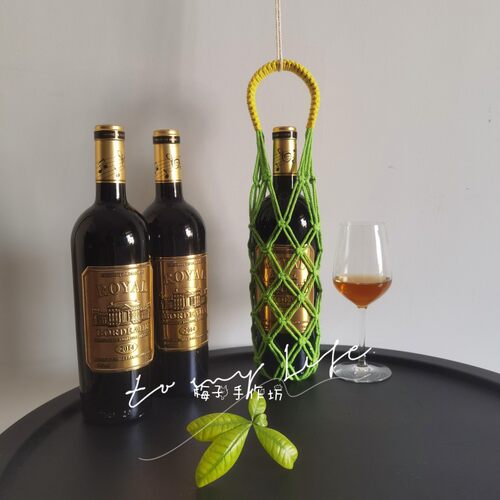 手工编织酒袋DIY棉绳红酒瓶套手提袋网兜包水杯保护套礼品袋 - 图3