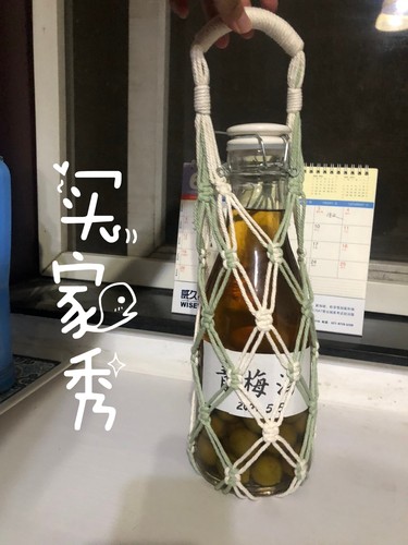 手工编织酒袋DIY棉绳红酒瓶套手提袋网兜包水杯保护套礼品袋 - 图1
