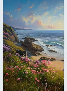 海边花海数字油画diy风景客厅填色手工绘装饰画减压治愈画