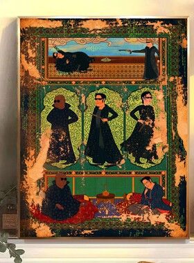 土耳其细密画数字油画diy填色治愈客厅玄光装饰画喷绘打印成品画