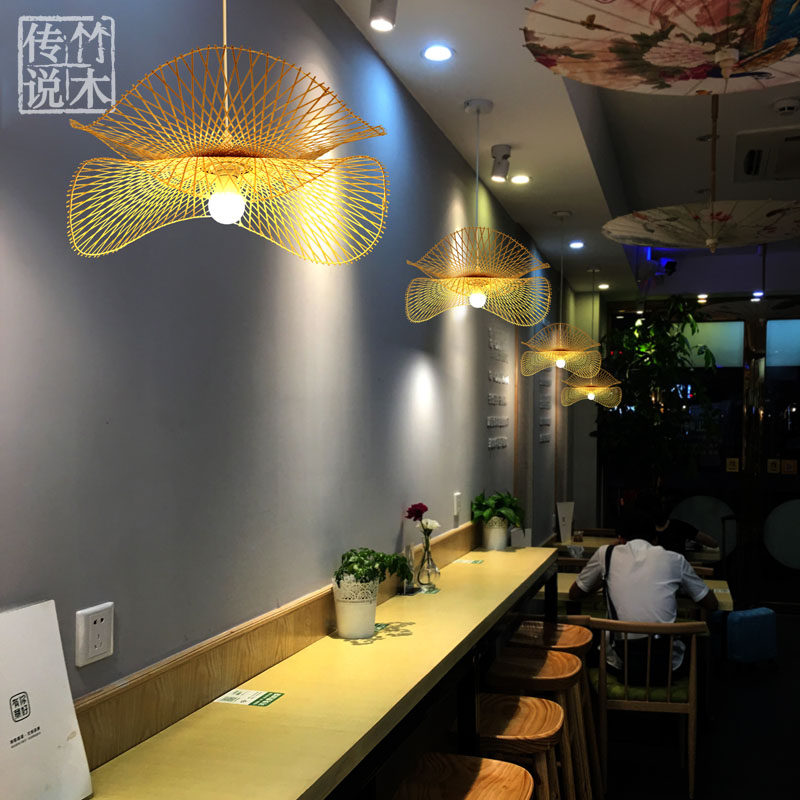 创意个性竹编吊灯茶室禅意竹灯楼梯间过道装饰灯日式餐饮店铺装饰_虎窝淘