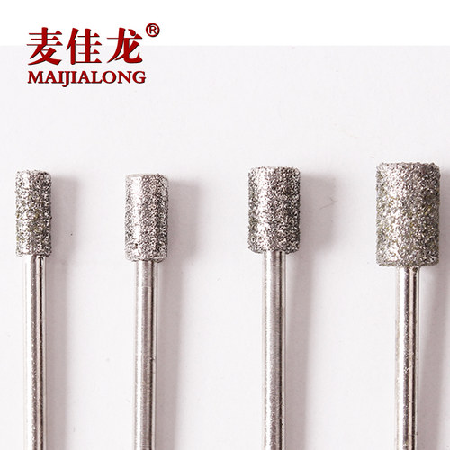 金刚石磨头  玉石雕刻原石去皮打磨头 金刚砂磨棒3mm柄圆柱形粗砂 - 图0