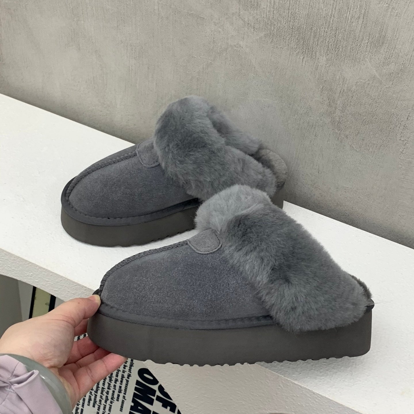 2025年新款时尚雪地鞋女冬季真皮毛口加绒厚底保暖外穿包头半拖鞋,淘宝优惠券,粉丝福利购,淘宝优惠卷