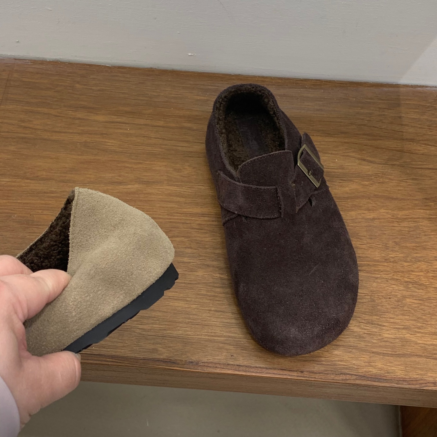 真皮厚底内增高全包勃肯鞋女2025秋冬季新款加绒博肯豆豆单鞋棉鞋 - 图0