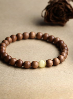 印度老山檀香手串女木质佛珠单圈