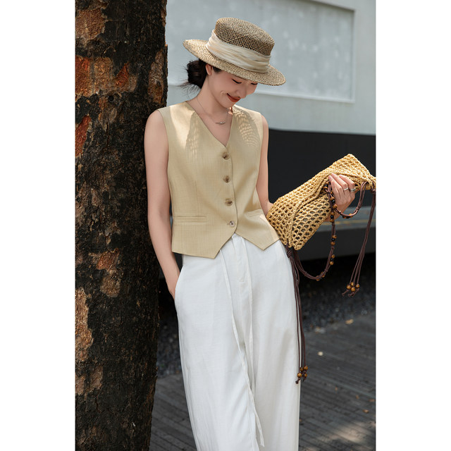 Tencel + linen vest ວັດສະດຸຫນັກຊຸດ