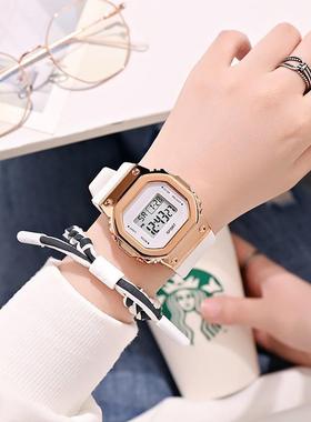 网红森系手表男女学生轻奢ins韩版多功能电子表情侣简约夜光腕表