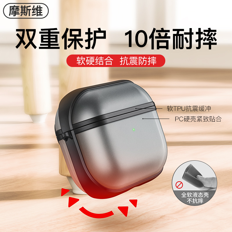 摩斯维 适用苹果airpodspro2保护套airpods3蓝牙耳机air第三代airpod磨砂pro硬壳usb c口二代ipod透明ipods男