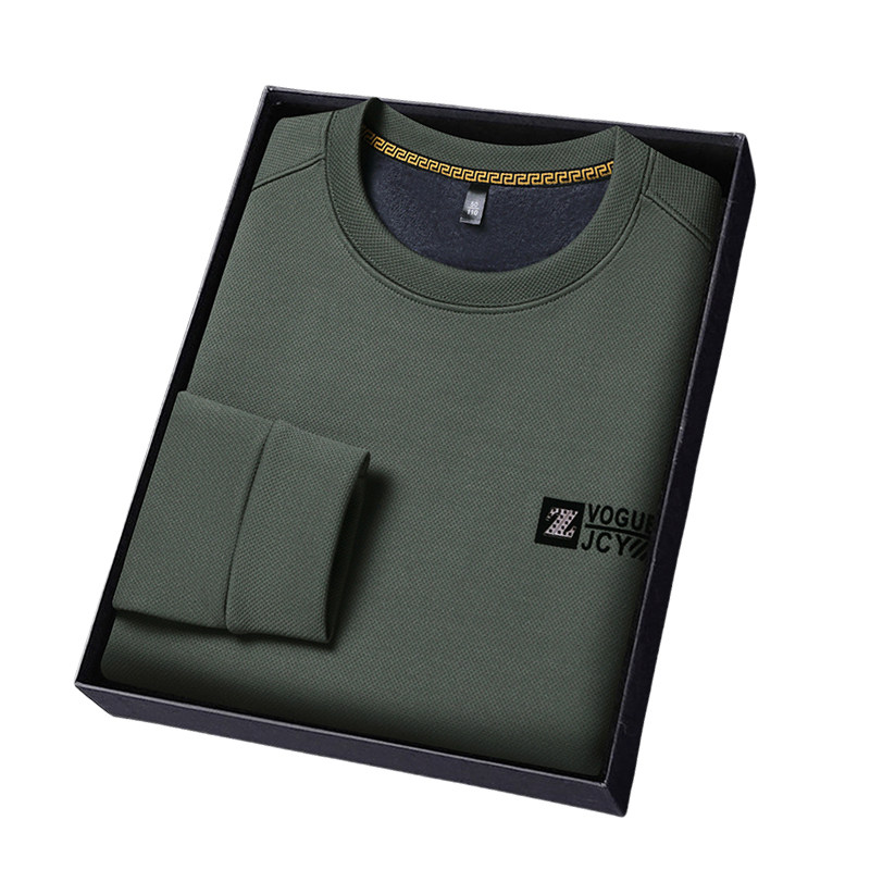 啄木鸟男士长袖t恤圆领纯棉卫衣2025秋冬款套头打底衫加绒男上衣T,淘宝优惠券,粉丝福利购,淘宝优惠卷