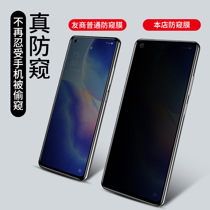 适用opporeno5钢化膜reno5pro十oppo全屏覆盖opporeon5por防窥reon5k防窥膜pro+防偷窥5g手机opopreno贴膜opp - 图1