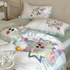 Cute cartoon little green dragon embroidery double-sided 60-count Tencel four-piece ice silk quilt cover silky naked bedding