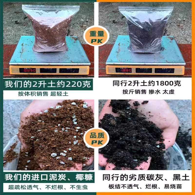 花土家用盆栽通用泥炭营养土壤种植龟背竹朱顶红月季草莓养花专用-图1