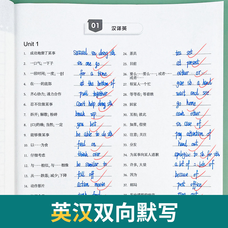 易蓓默写100初中必背短语默写本速记知识大全册练习册作业寒假衔接