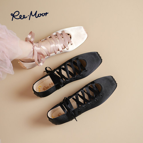 REEMOOR睿慕2025秋季新款法式复古玛丽珍鞋女交叉绑带粗跟单鞋 - 图3