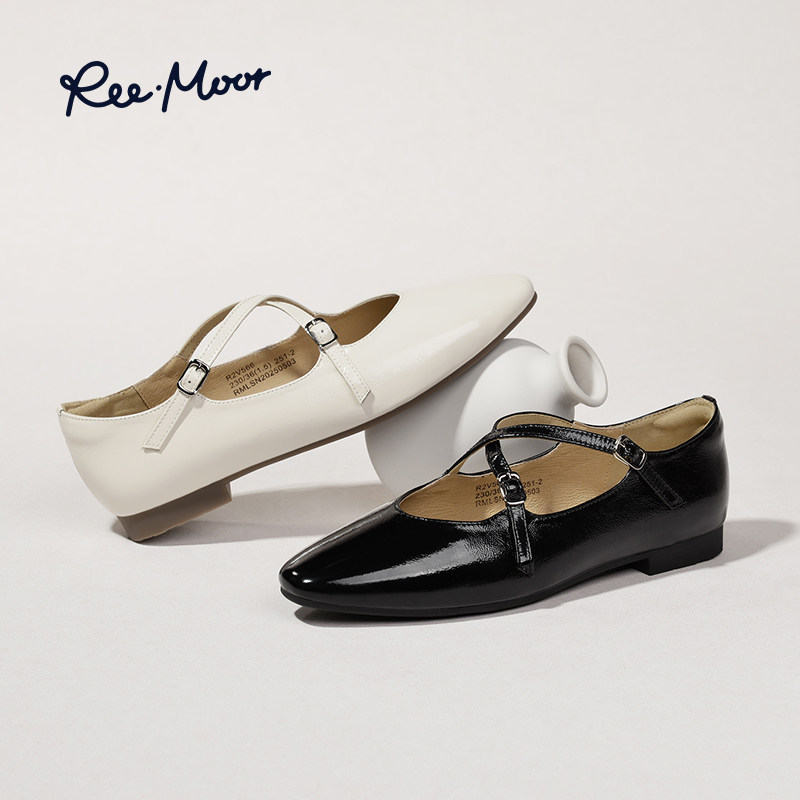 REEMOOR睿慕2025秋季新款法式交叉带玛丽珍浅口单鞋平底鞋女,淘宝优惠券,粉丝福利购,淘宝优惠卷