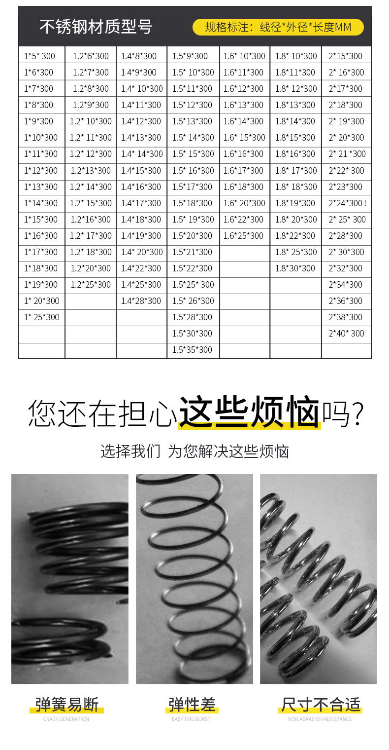 压簧压缩弹簧300长弹簧线径3.0外径16-60压力弹簧五金弹簧定制-图1