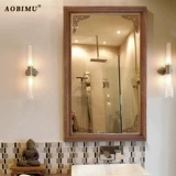 Зеркало из натурального дерева, водонепроницаемый ретро туалетный столик, в американском стиле