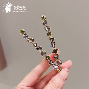 Retro rhinestone versatile temperament clip ຫນຶ່ງຄໍາຄົນອັບເດດ: ຂ້າງຫັກ hair bangs clip high-end hairpin hairpin headwear