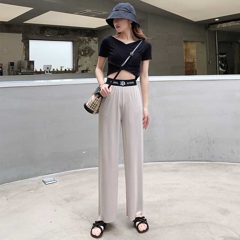 冰丝阔腿裤女夏装2020新款休闲裤子 罗塔依曼休闲裤