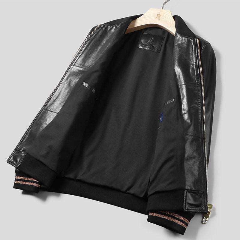 [轻奢山羊皮]梦特娇25秋冬男士真皮皮衣棒球领夹克防风保暖外套J,淘宝优惠券,粉丝福利购,淘宝优惠卷