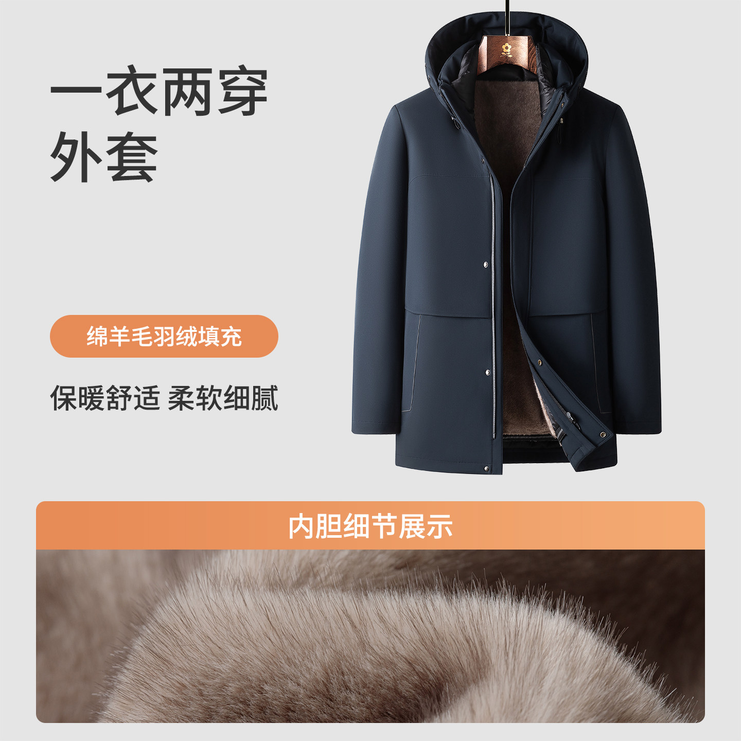 [90%鸭绒/羊毛填充/加绒]梦特娇男士羽绒服冬季派克服外套厚保暖J,淘宝优惠券,粉丝福利购,淘宝优惠卷