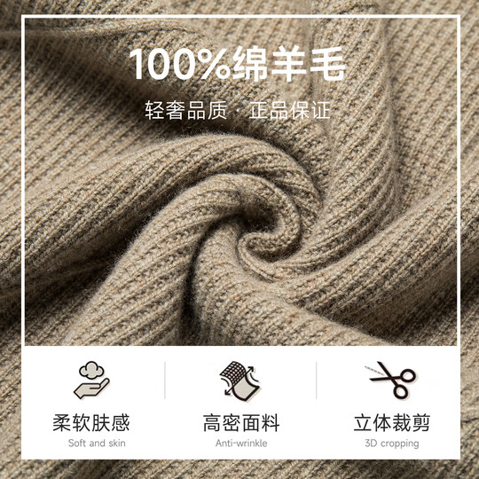 100%羊毛-梦特娇25新款重磅加厚保暖针织衫男士简约内搭套头毛衣Z