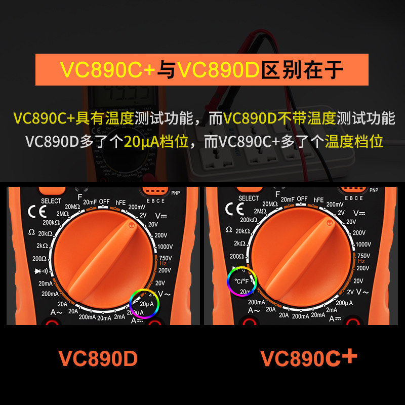 胜利数显式vc890c+电流电工万能表 塔诗家居万用表