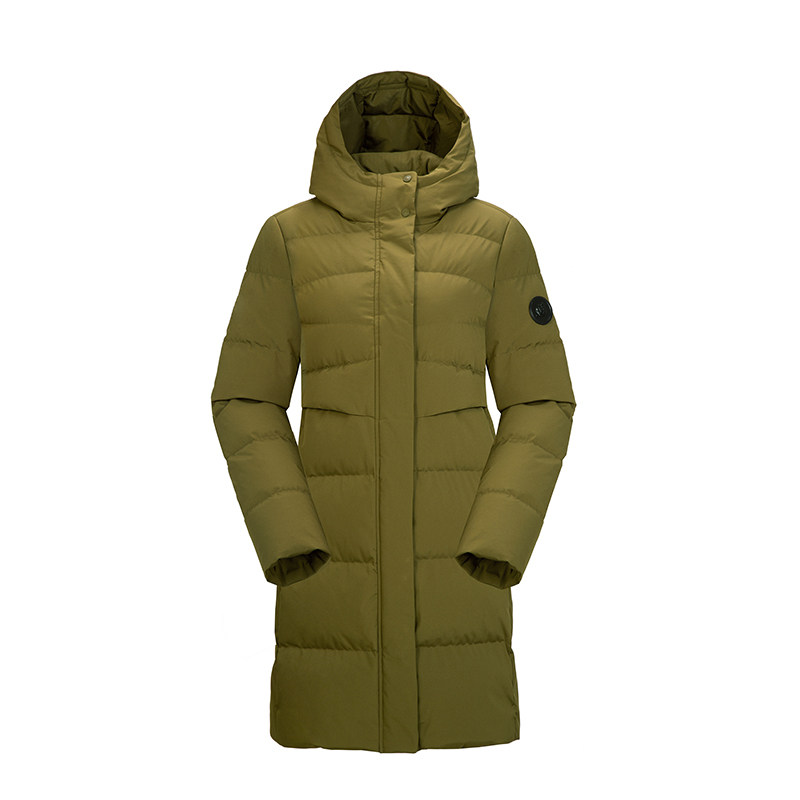 LAFUMA乐飞叶户外防水防风中长连帽大鹅绒保暖羽绒服女美拉德